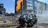 Firefighters work at a site of a Russian missile strike, amid Russia's attack on Ukraine, in Kharkiv, Ukraine September 1, 2024.