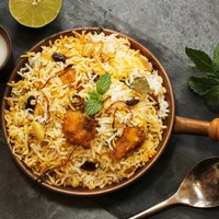 Fish Biryani overhead view