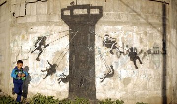 Banksy leaves his mark in Israel-leveled Gaza Strip