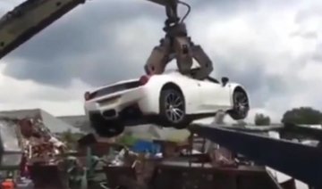 The moment a $280,000 Ferrari is crushed because UK police believed it was ‘probably’ stolen