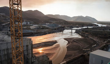 A general view of the Blue Nile river as it passes through the Grand Ethiopian Renaissance Dam (GERD), near Guba in Ethiopia. (AFP/File)