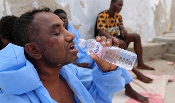  After being identified, migrants are sent to the temporary accommodation centers on the mainland or on the quarantine ferry ships moored in the waters in front of Lampedusa’s port. (AFP)