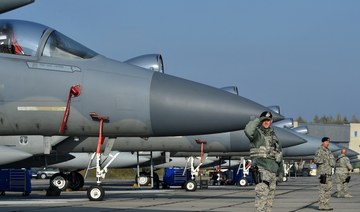 Some 700 troops, half of them from NATO countries, took part in an air force exercise at an airbase in Ukraine in October 2018. (AFP/File Photo)