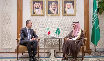 Saudi Foreign Minister Prince Faisal bin Farhan meets with Italian Minister of Foreign Affairs Luigi Di Maio. (SPA)