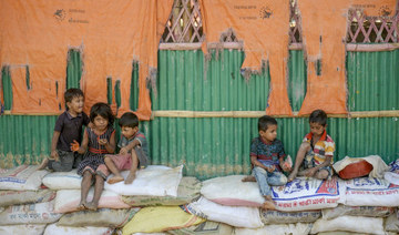 Rohingya refugee children look on as they play in Jamtoli refugee camp in Ukhia, Bangaldesh, on Dec. 11, 2019. (AFP/File)