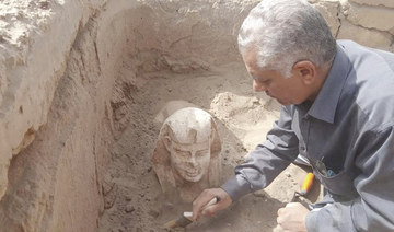 Smiley, dimpled sphinx statue unearthed in Egypt