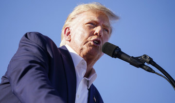 Former President Donald Trump speaks at a campaign rally at Waco Regional Airport, Saturday, March 25, 2023, in Waco, Texas. (AP