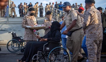 Yemeni evacuees who landed early aboard Saudi ships in Jeddah were taken by road to Aden and Marib. (File/SPA)