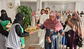 Pakistani Hajj facilitators welcome pilgrims from Pakistan at the King Abdulaziz International Airport in Jeddah. (Supplied)