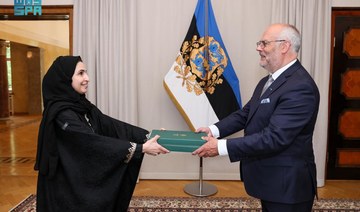 Saudi Ambassador to Finland Nesreen Hamad Al-Shebel presents her credentials as non-resident ambassador to Estonia to Alar Karis