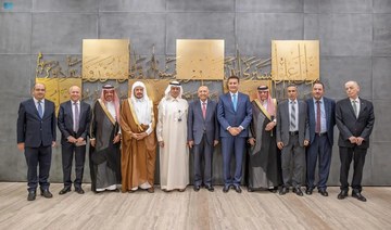 Saudi Energy Minister Prince Abdulaziz bin Salman is pictured in Riyadh with the speaker of Jordan’s parliament Ahmed Al-Safadi.