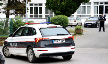 Bosnian police stand guard in Lukavac. (AFP file photo)