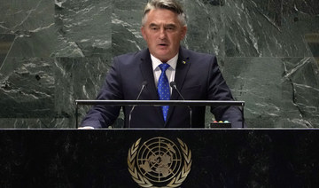 Chairman of the Presidency of Bosnia and Herzegovina Zeljko Komsic addresses the 78th session of the UNGA, Wednesday, Sept. 20.