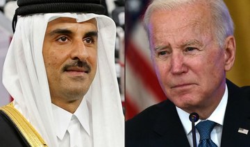 Qatar’s Emir Sheikh Tamim bin Hamad Al-Thani and US President Joe Biden. (AFP file photo)