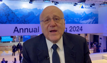 Najib Mikati, Lebanon’s caretaker prime minister, speaks to Arab News in Davos. (Supplied)