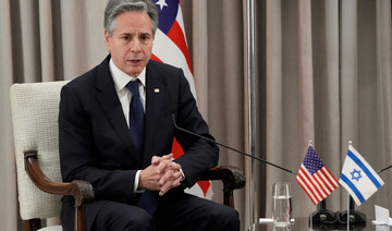 US Secretary of State Antony Blinken speaks during his meeting with Israel’s President Isaac Herzog in Jerusalem.