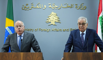 Brazilian Foreign Minister Mauro Vieira, left, speaks during a press conference with Lebanese Foreign Minister Abdallah Bouhabib