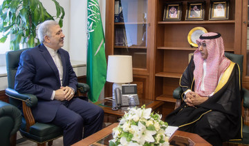 Dr. Saud Al-Sati holds talks with Alireza Enayati in Riyadh. (Supplied)