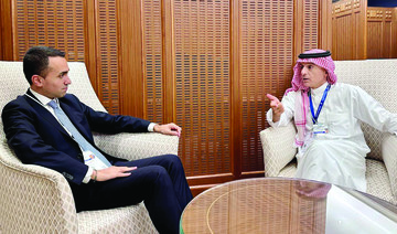 Adel Al-Jubeir holds talks with Luigi Di Maio in Riyadh. (Supplied)