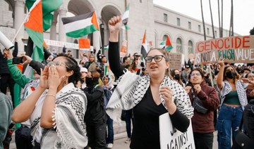 Pro-Palestinian protesters set up tent encampment outside Los Angeles City Hall