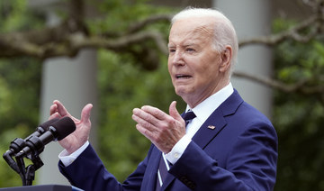 President Joe Biden speaks in the Rose Garden of the White House in Washington, Tuesday, May 14, 2024. (AP)