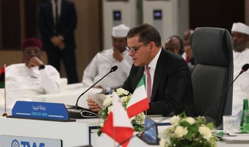 Libya's interim Prime Minister Abdulhamid Dbeibah addresses the Trans-Mediterranean Migration Forum in Tripoli on July 17, 2024.