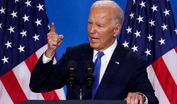 US President Joe Biden gestures as he speaks at a press conference during NATO’s 75th anniversary summit, in Washington.Reuters