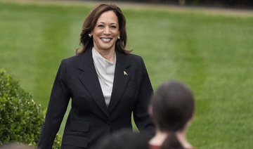 US Vice President Kamala Harris arrives to speak from the South Lawn of the White House in Washington, Monday, July 22, 2024.