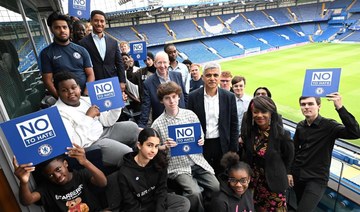 London Mayor Sadiq Khan attends an anti-racism event hosted by Chelsea Football Club in London. (@MayorofLondon)