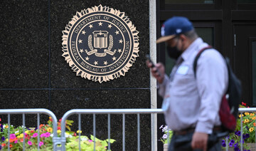 The seal of the Federal Bureau of Investigation is seen outside of its headquarters in Washington, DC on August 15, 2022. (AFP)