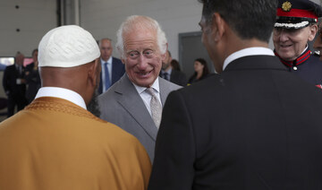 King Charles III meets representatives from Merseyside’s emergency services and local community groups in Southport, England.AP