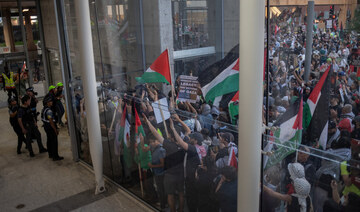 Crowds of pro-Palestinian protesters rally and march outside Democratic convention’s 3rd night