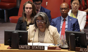 Ambassador Linda Thomas-Greenfield, Representative of the US to the UN, speaks during a UNSC meeting.