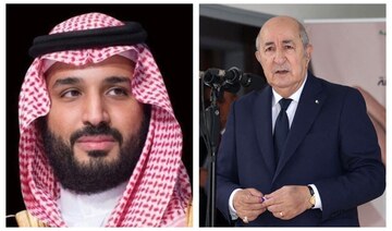 Saudi Crown Prince Mohammed bin Salman and Algeria’s incumbent President Abdelmadjid Tebboune. (File/SPA/AFP)