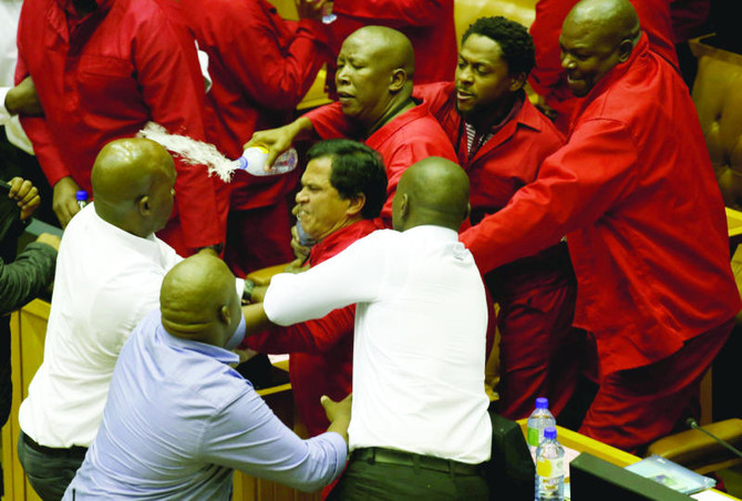 Brawl erupts in S.  Africa Parliament