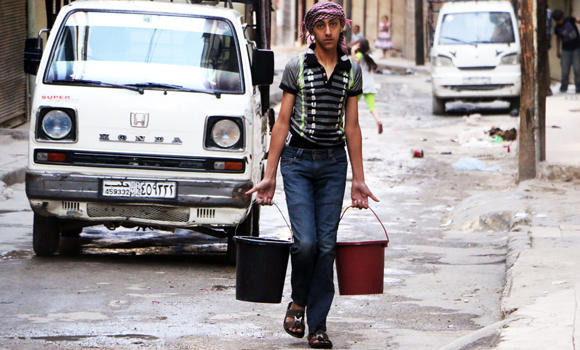 Aleppo residents using mobiles ... to find water