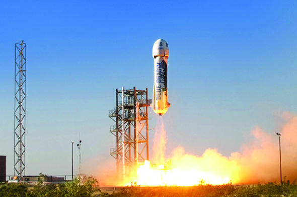 Reusable Bezos rocket revisits space