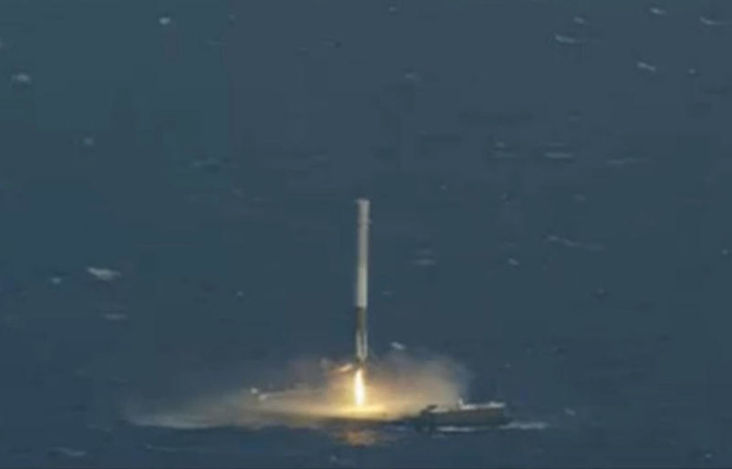 SpaceX launches futuristic pop-up room, lands rocket at sea