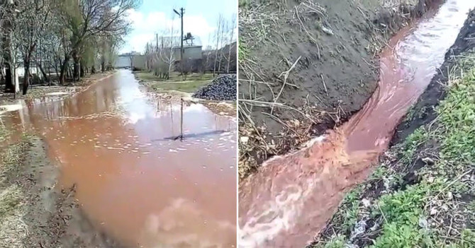 Rivers of blood orange: Juice floods Russian town