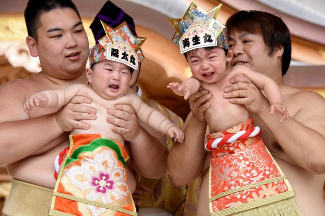 Bawling babies face off in Japan’s ‘crying sumo’