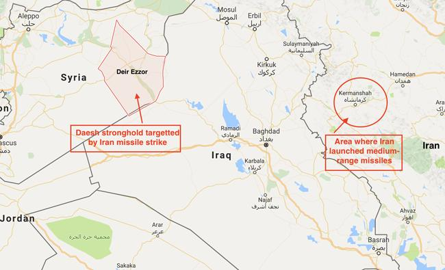 Iran fires missiles into Daesh positions in Syria