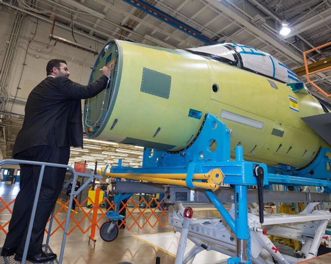 Saudi Ambassador Prince Khaled bin Salman tours Boeing’s F-15SA aircraft production facility