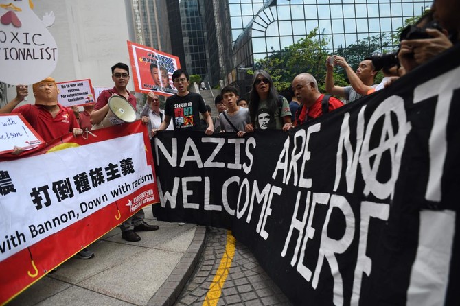 Protest greets former Trump adviser Bannon at Hong Kong investor event