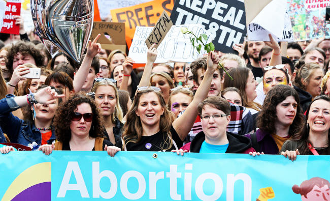 Thousands march in Dublin against Irish abortion laws