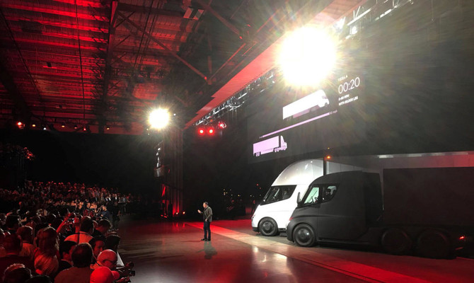 Tesla unveils electric big-rig truck in midst of Model 3 factory ‘hell’