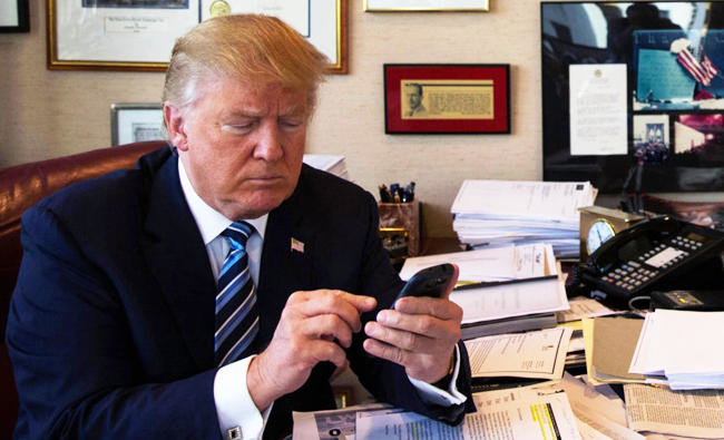 Donald Trump says he sometimes tweets from bed