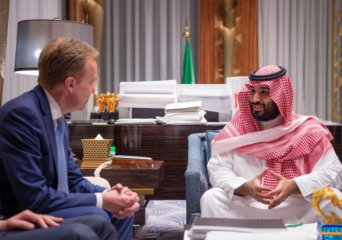 Saudi Arabia’s crown prince meets with president of World Economic Forum