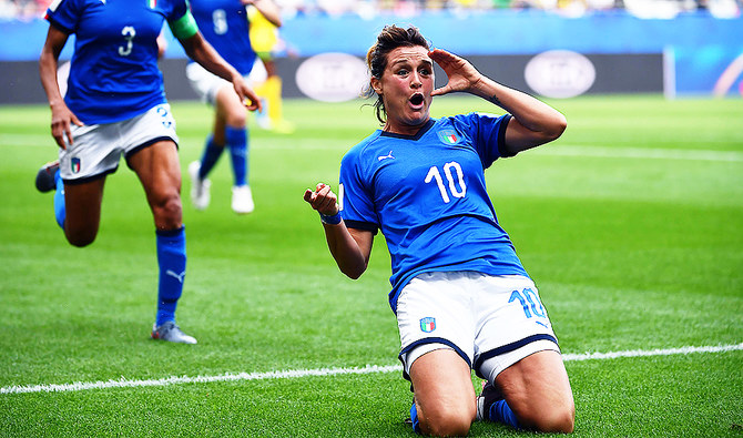 Cristiana Girelli of Italy celebrates after scoring her team's