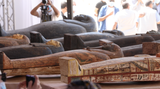 Egyptian Archaeologists Unveil Discovery Of 59 Sealed Sarcophagi 