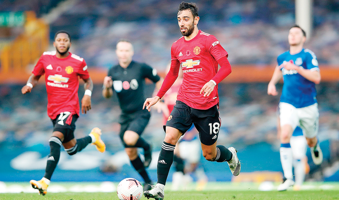 Bruno Fernandes Scores Twice As Manchester United Beat Everton Arab News